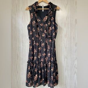 NY Collection Chiffon Black Floral Dress Women's 1x EUC